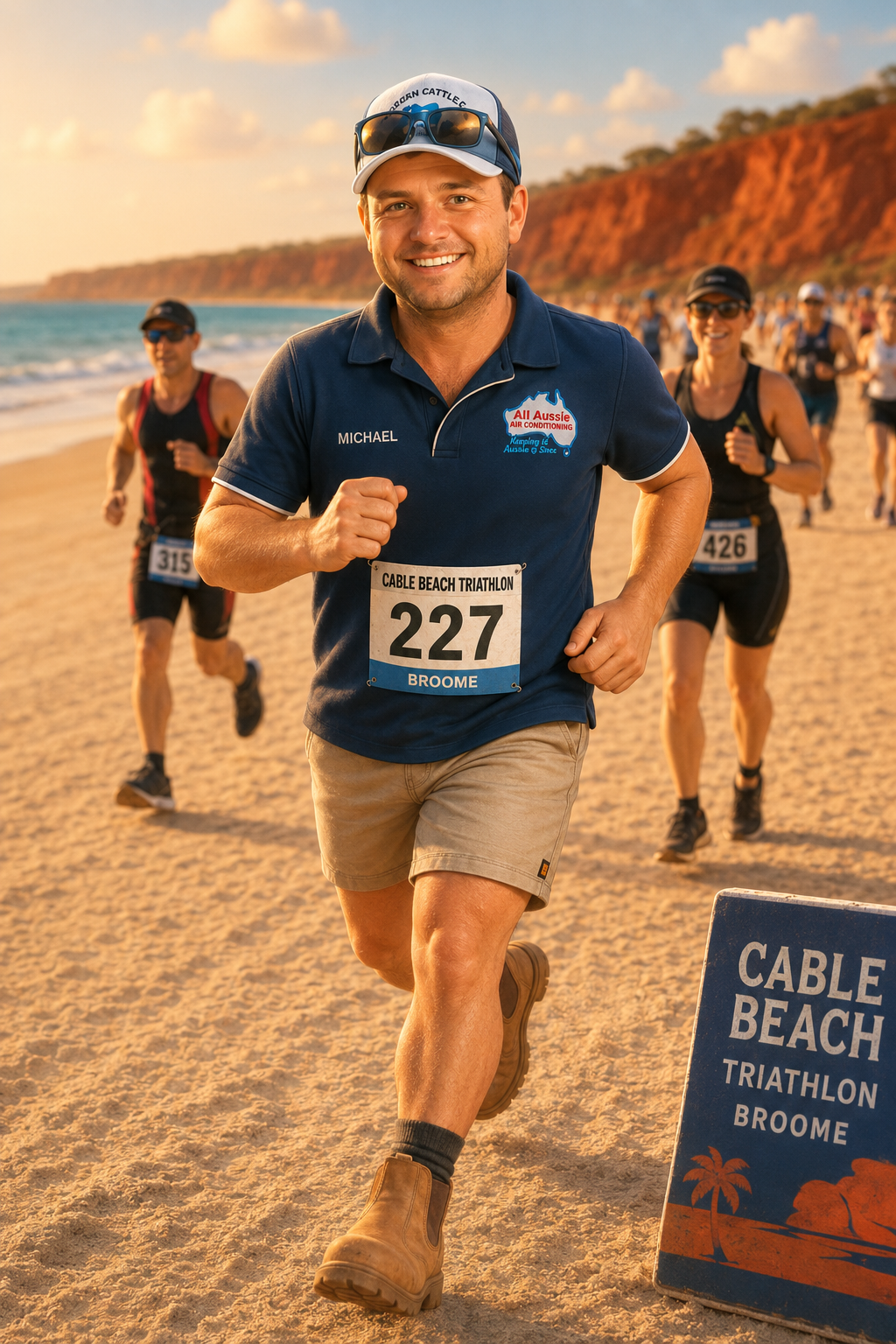 All Aussie Air-conditioning sponsored runner at the Cable Beach Triathlon